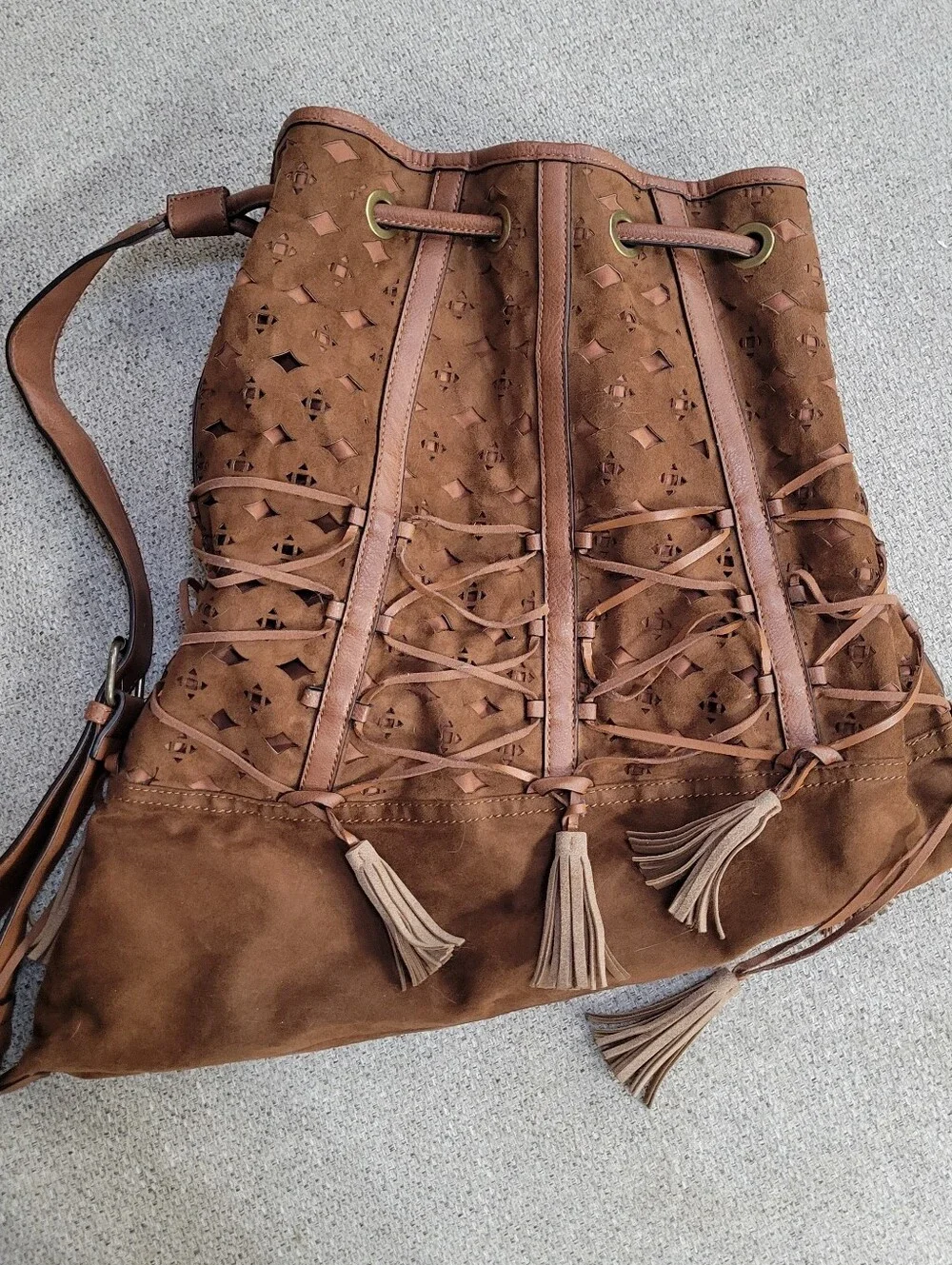 Not Rated Brown Leather Accent Handbag Interior Detail